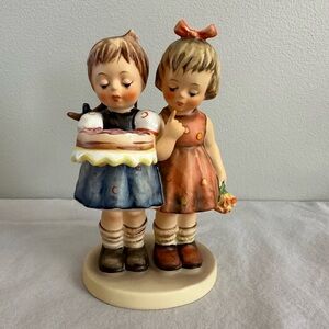 Goebel figurine Happy Birthday two girls holding cake. #176